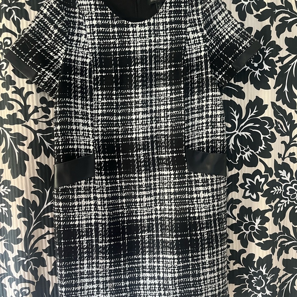 Banana Republic Black and White Tweed Midi Dress